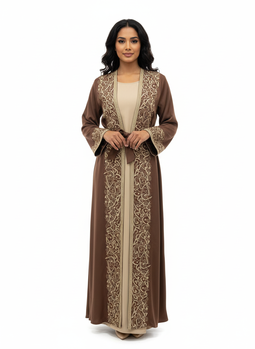 Arabic Letters Embroidered Abaya