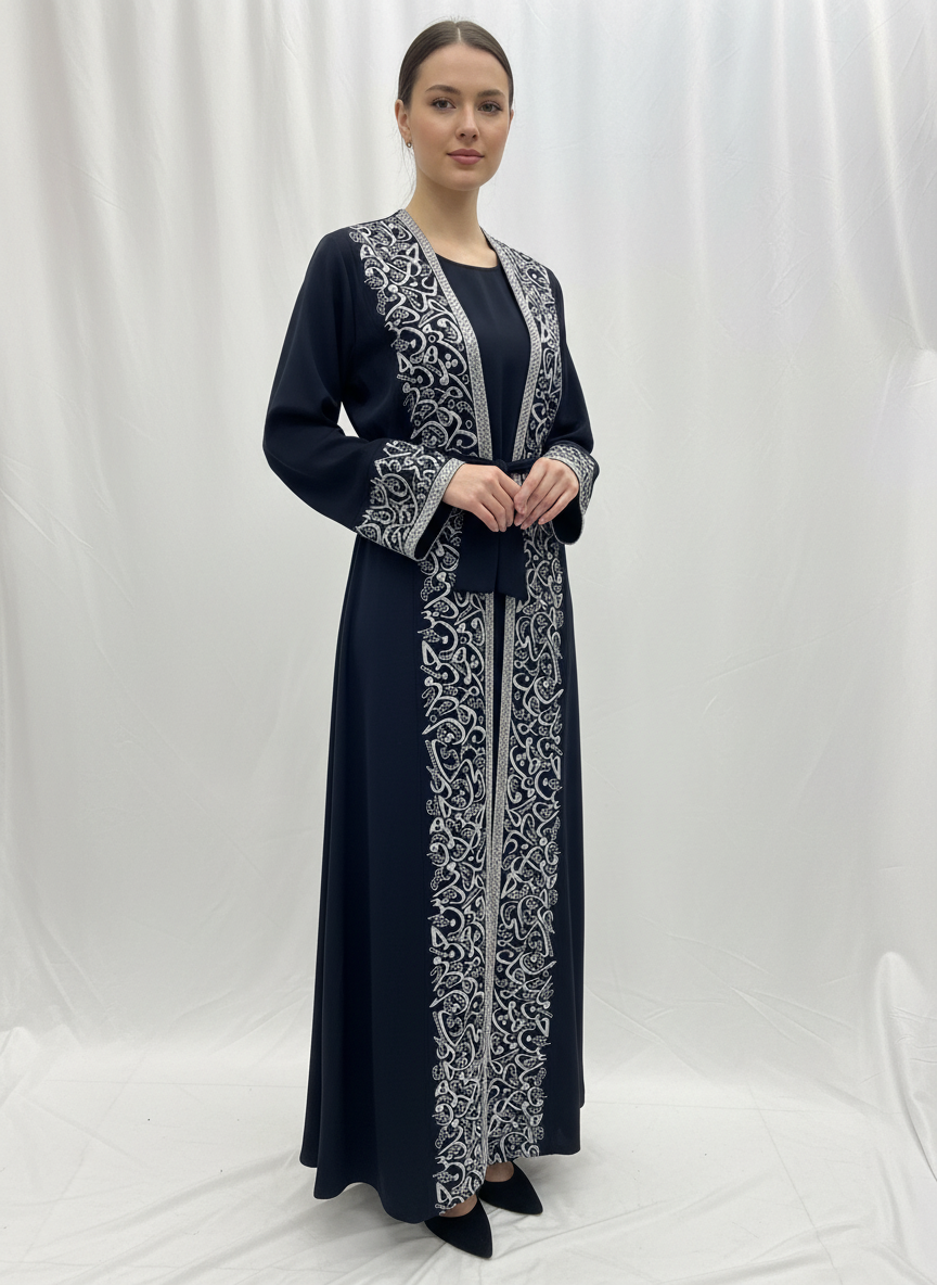 Arabic Letters Embroidered Abaya