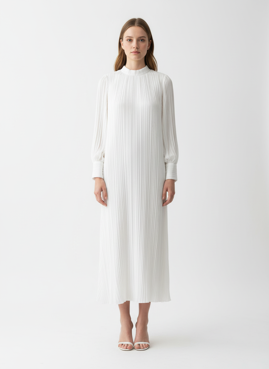 White Pleated Dress
