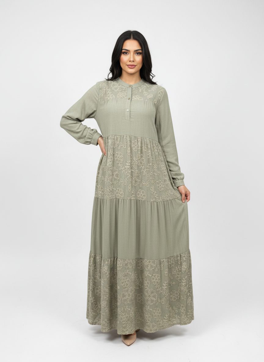 Maxi fine stitch floral dress