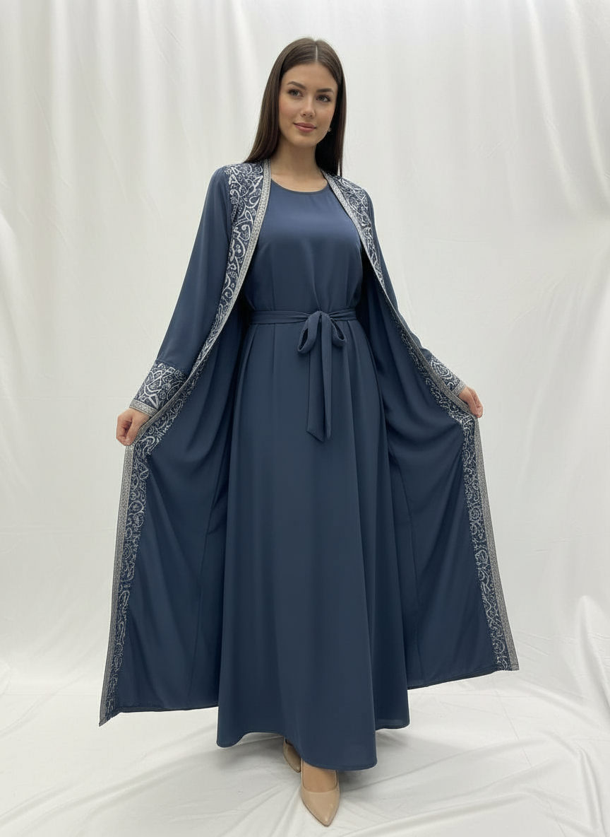 Arabic Letters Embroidered Abaya
