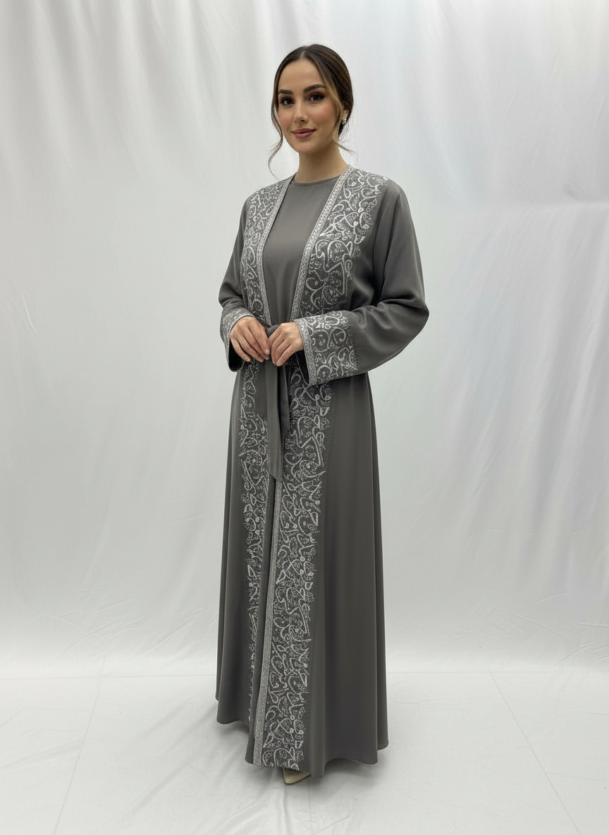 Arabic Letters Embroidered Abaya