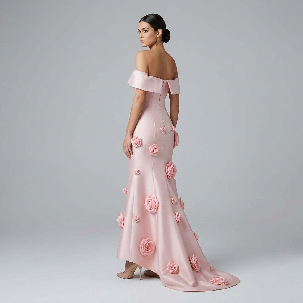 Floral Appliqué Maxi Gown