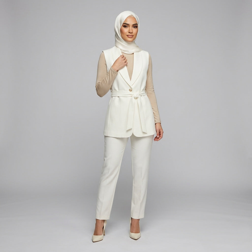 Elara Belted Vest Suit Set