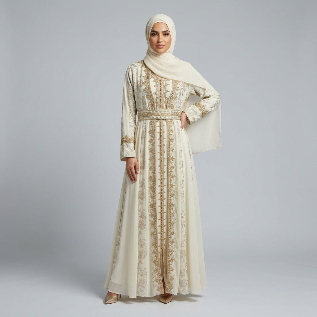 Embroidered Moroccan Kaftan Dress