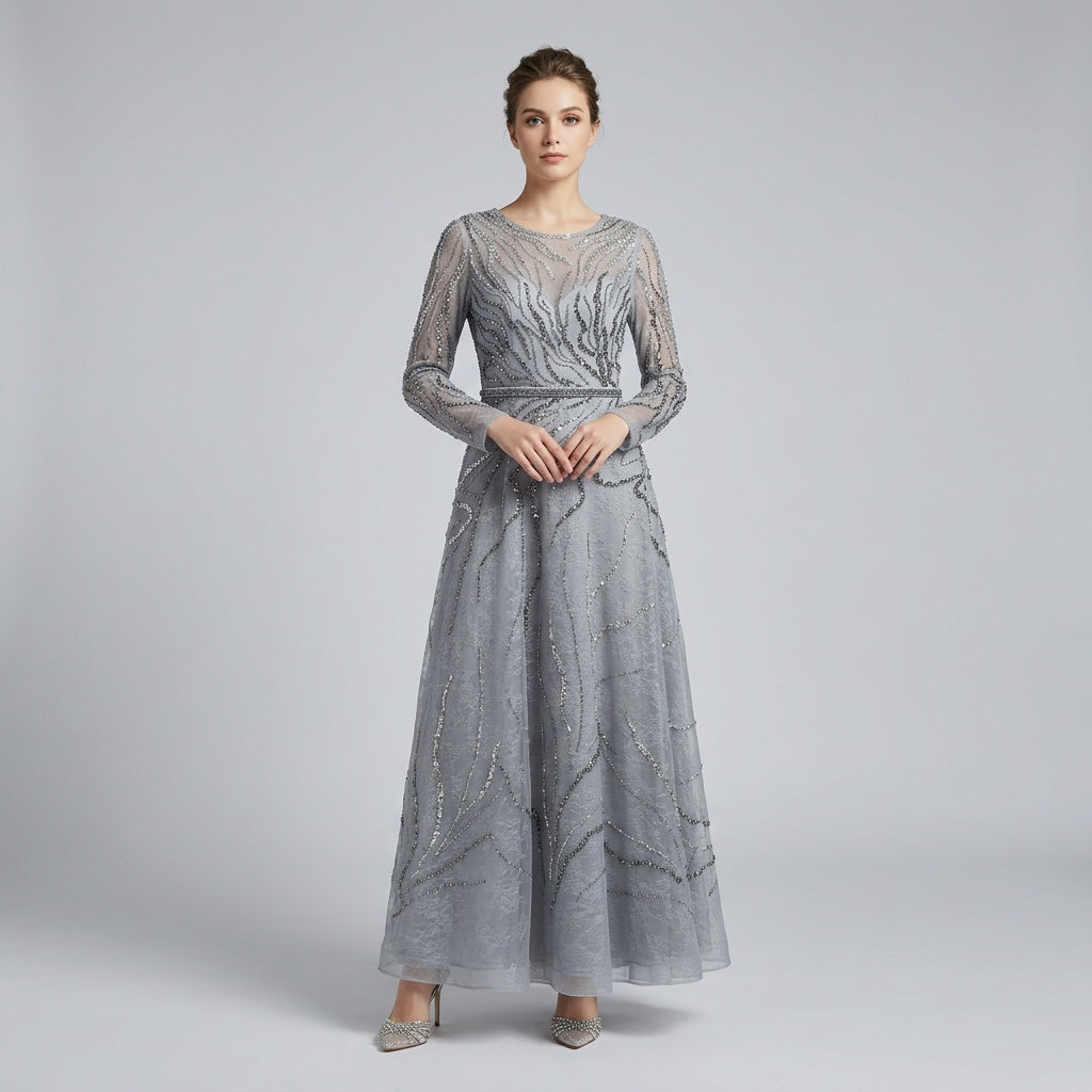 Silver Willow Embellished Gown