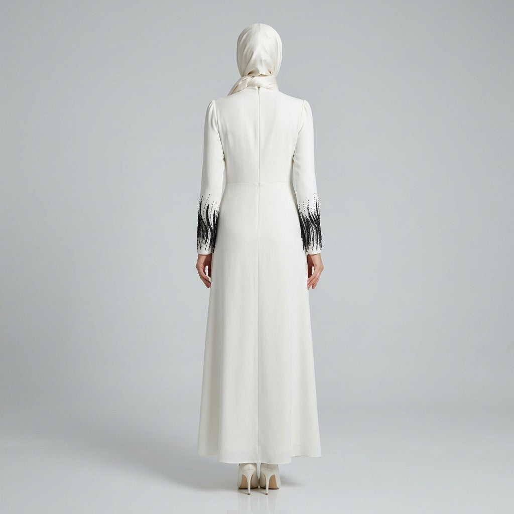 Noir Cascade Embellished Gown