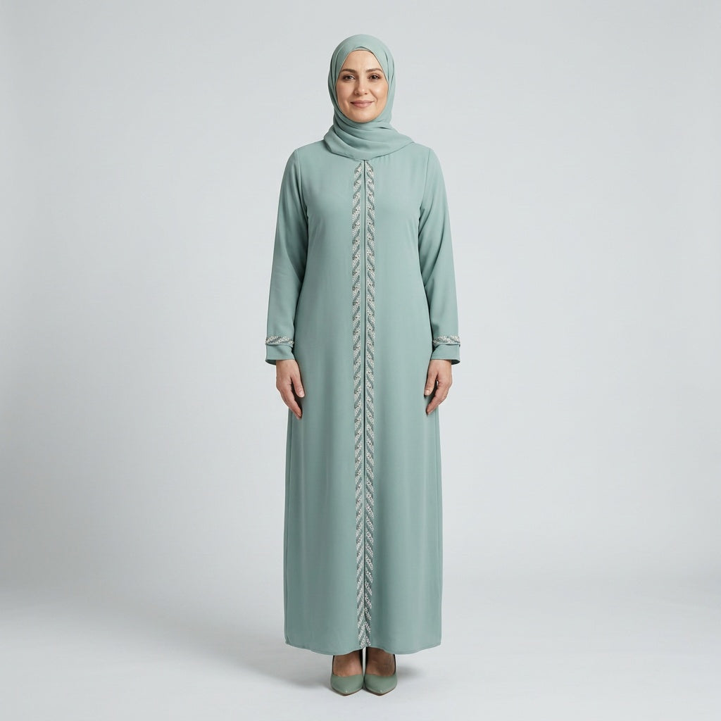 Embellished Trim Abaya