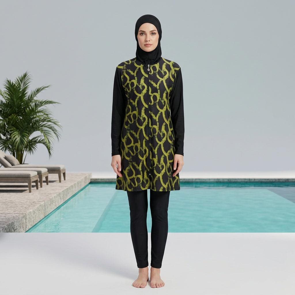 Azure Mosaic Modest Swimwear Set