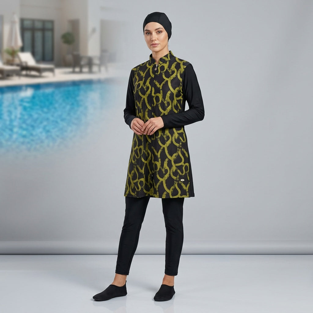 Azure Mosaic Modest Swimwear Set