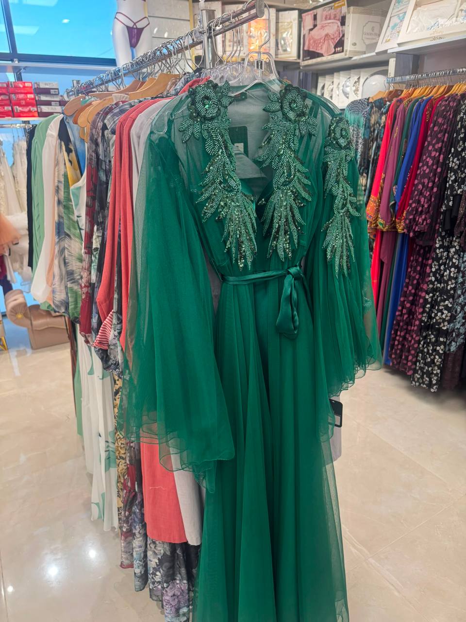 Emerald Bloom Cape Gown