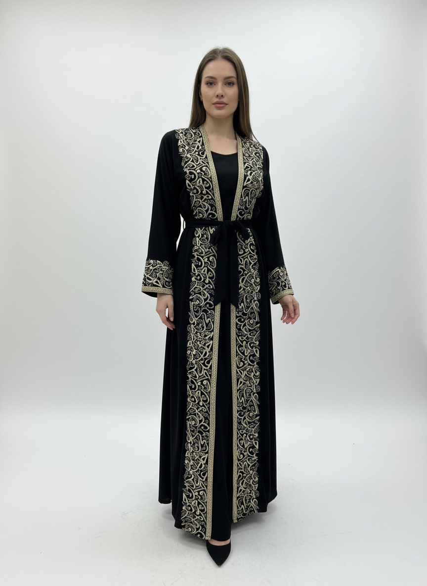 Arabic Letters Embroidered Abaya