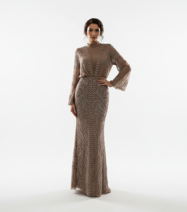 eastern evening dresses Tqyyweavej Girls Muslim Dresses Middle Eastern Banquet Long Sleeve Princess Evening Dress Exquisite Embroidered Crew-Neck Performance Dress 4-8y,