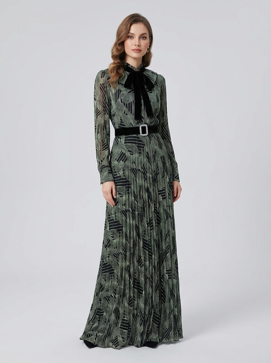 Printed Maxi With Velvet Details