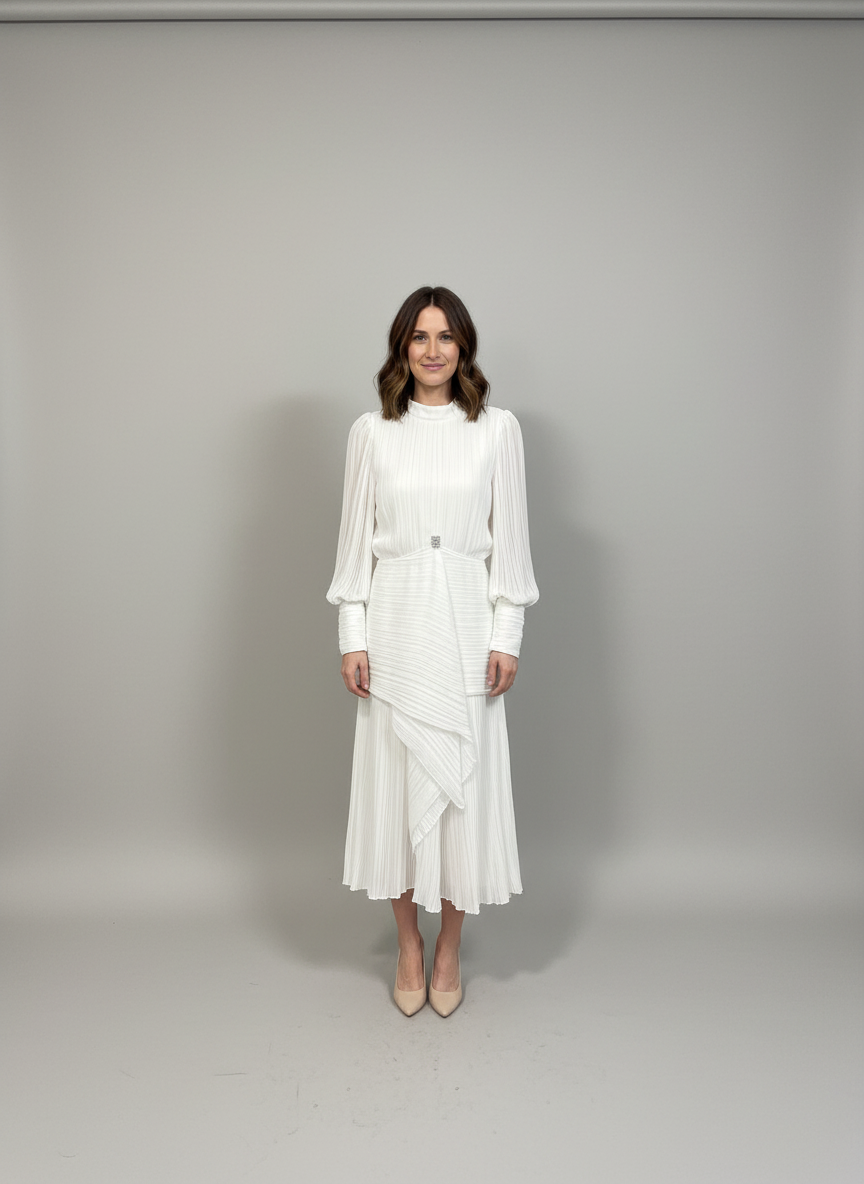 White Pleated Dress