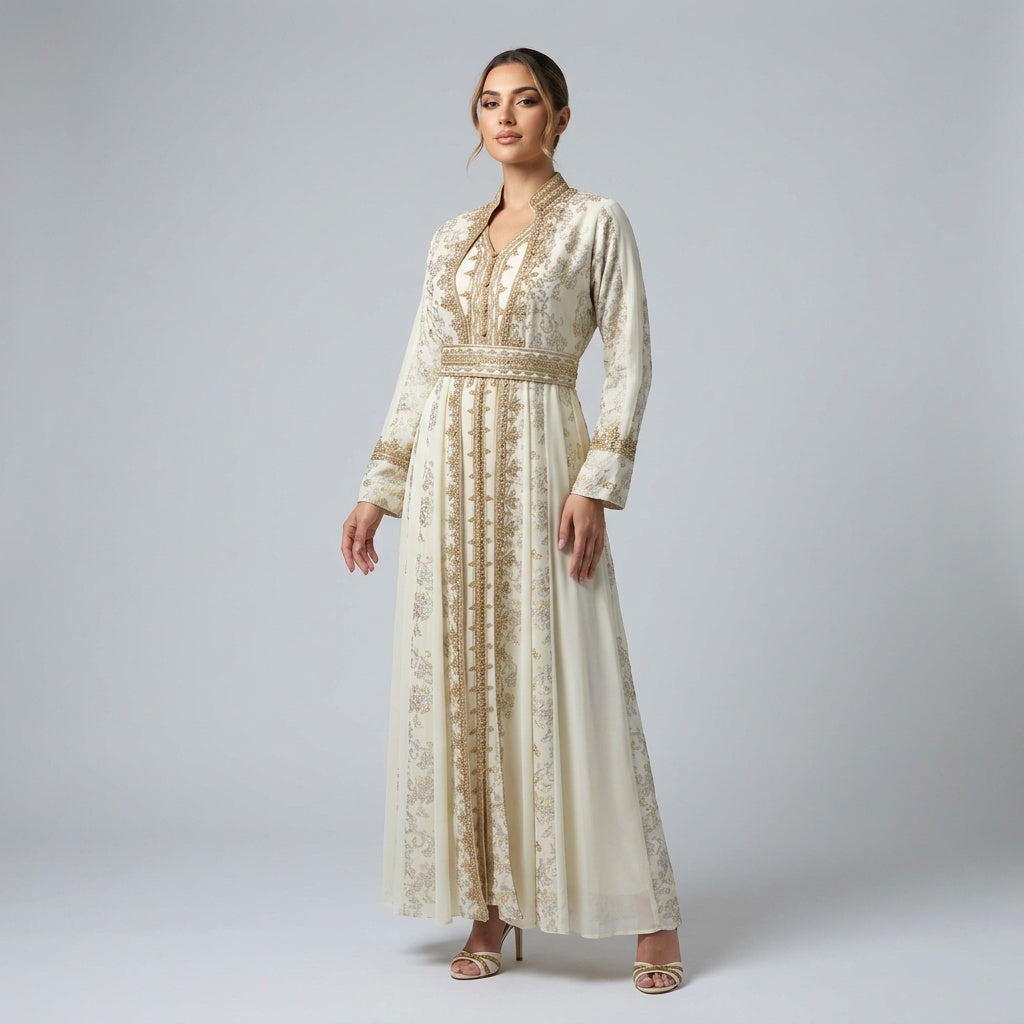 Embroidered Moroccan Kaftan Dress
