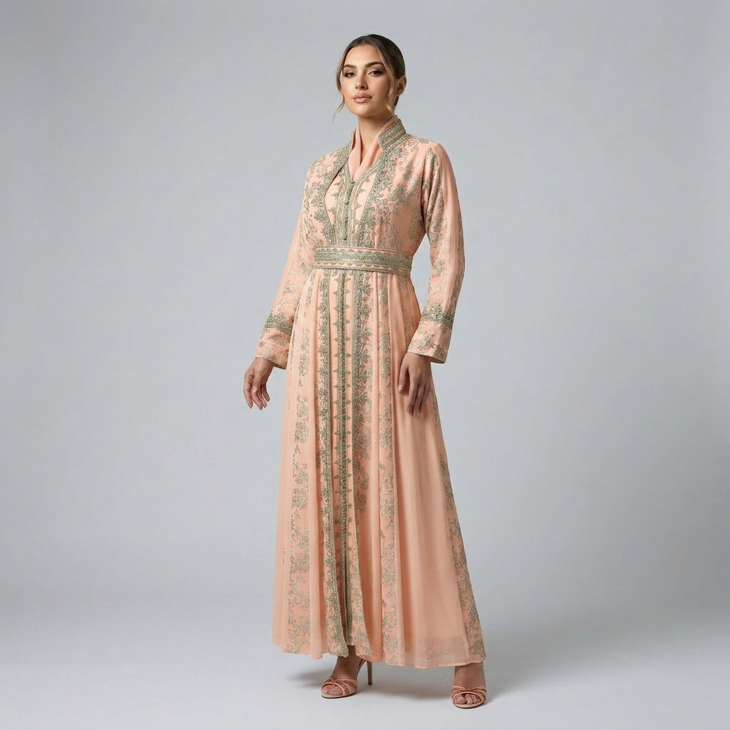 Embroidered Moroccan Kaftan Dress