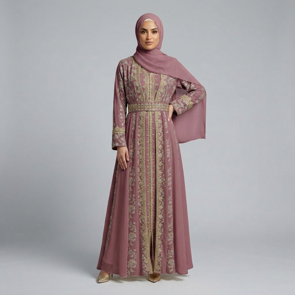 Embroidered Moroccan Kaftan Dress