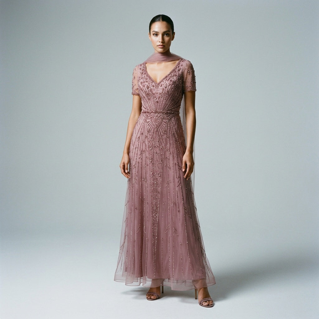 Elara Rose Beaded Maxi Dress