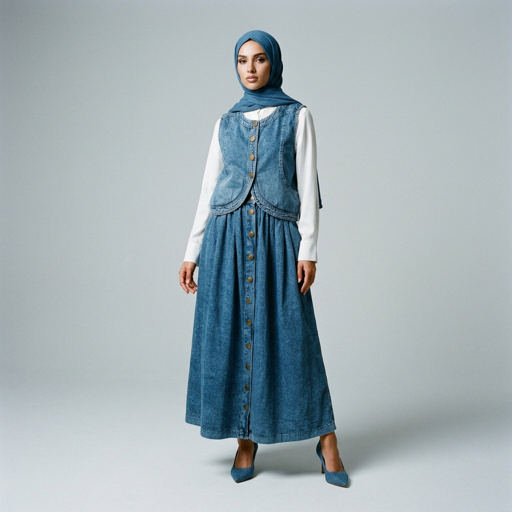 Denim Grace Two-Piece Set