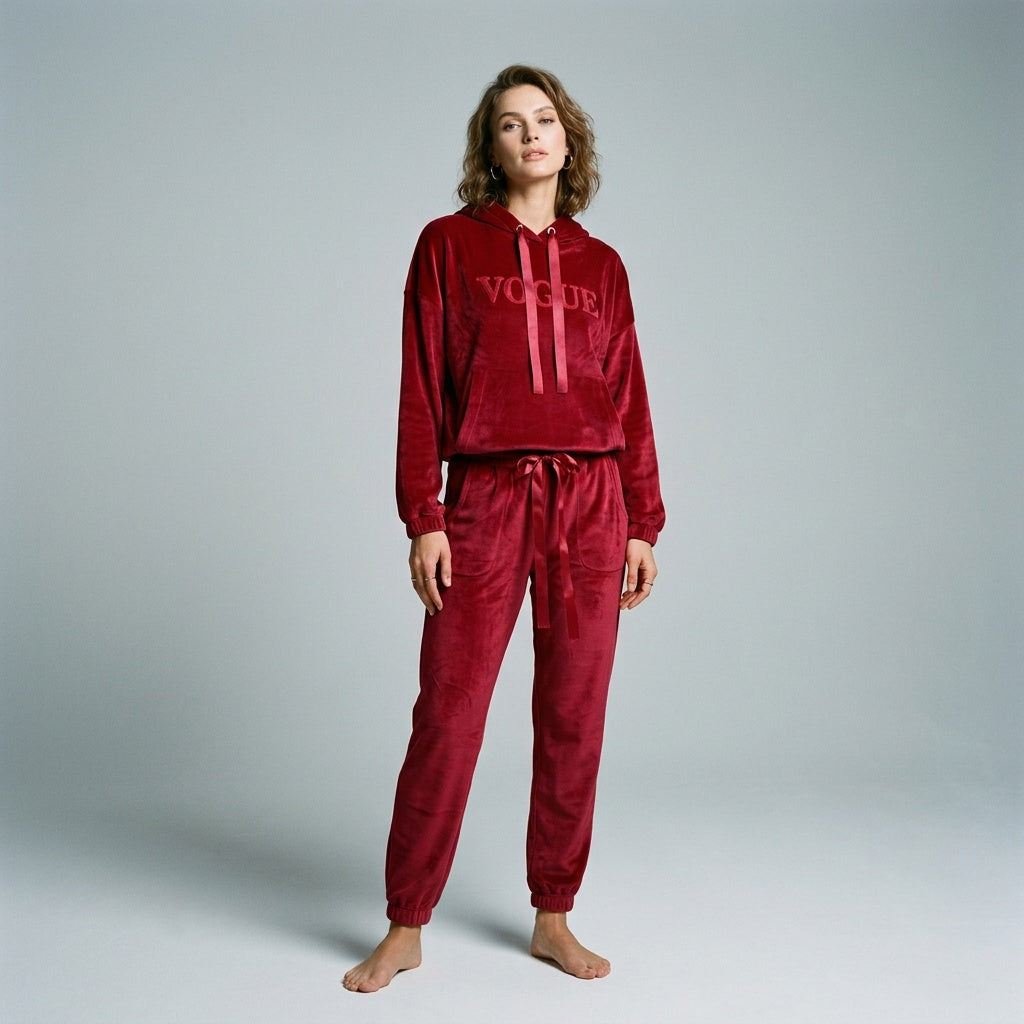 Cozy Velour Hoodie & Jogger Loungewear Set