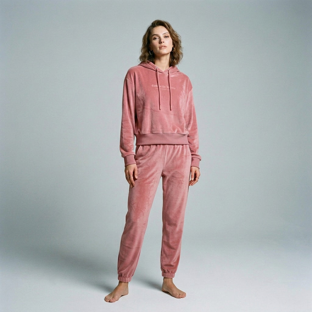 Cozy Velour Hoodie & Jogger Loungewear Set