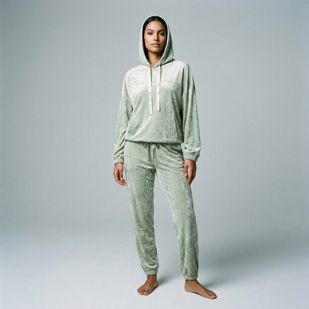 Cozy Velour Hoodie & Jogger Loungewear Set