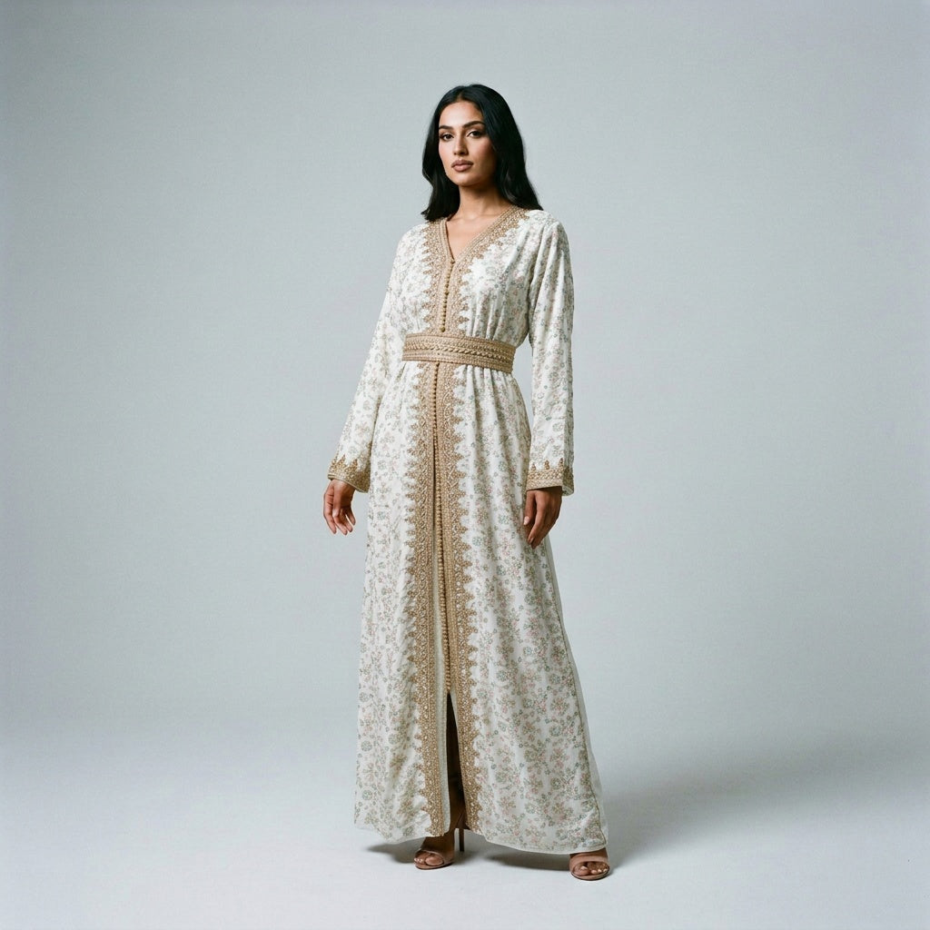 Midnight Grace Embroidered Moroccan Kaftan