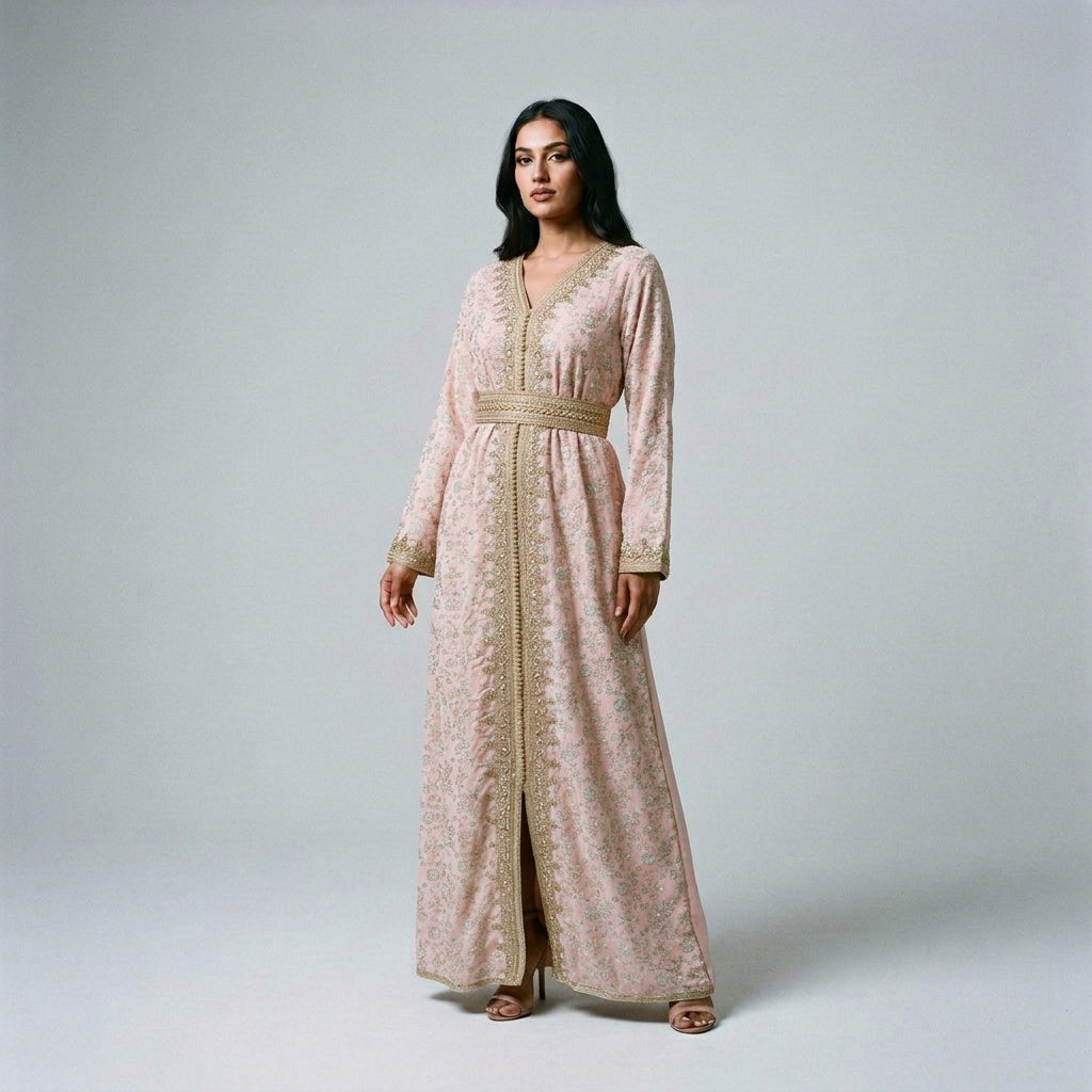 Midnight Grace Embroidered Moroccan Kaftan