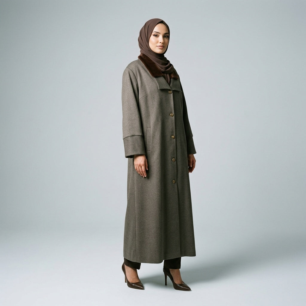 Elegant Faux-Fur Collar Long Coat