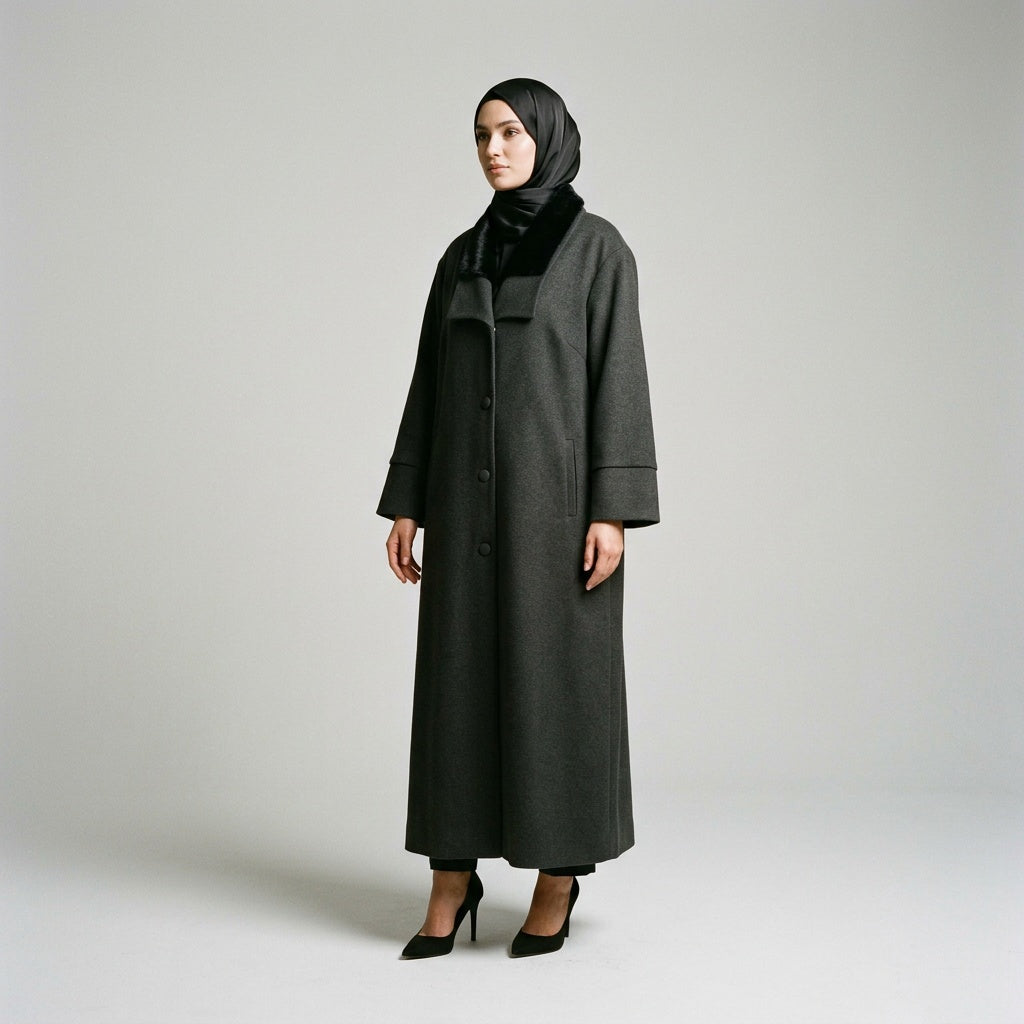 Elegant Faux-Fur Collar Long Coat